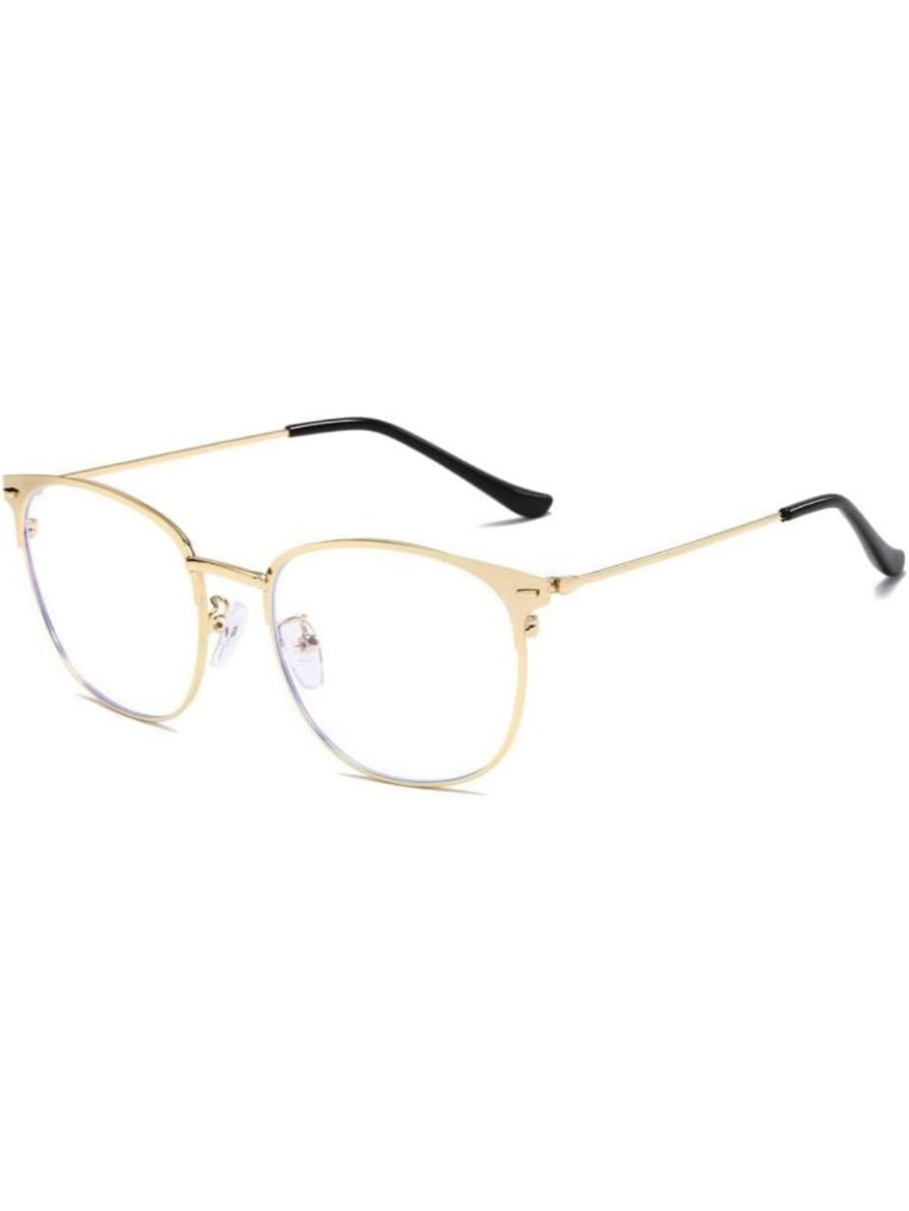 Retro Semi-Rimless Round Blue Light Blocking Glasses for Gaming & Computer Use